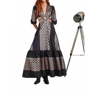 NEW LACE embroidered maxi dress in black